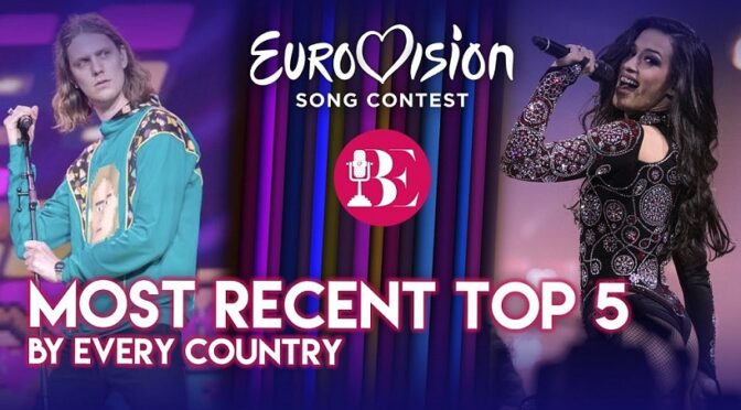 MOST RECENT TOP 5 BY EVERY COUNTRY IN EUROVISION